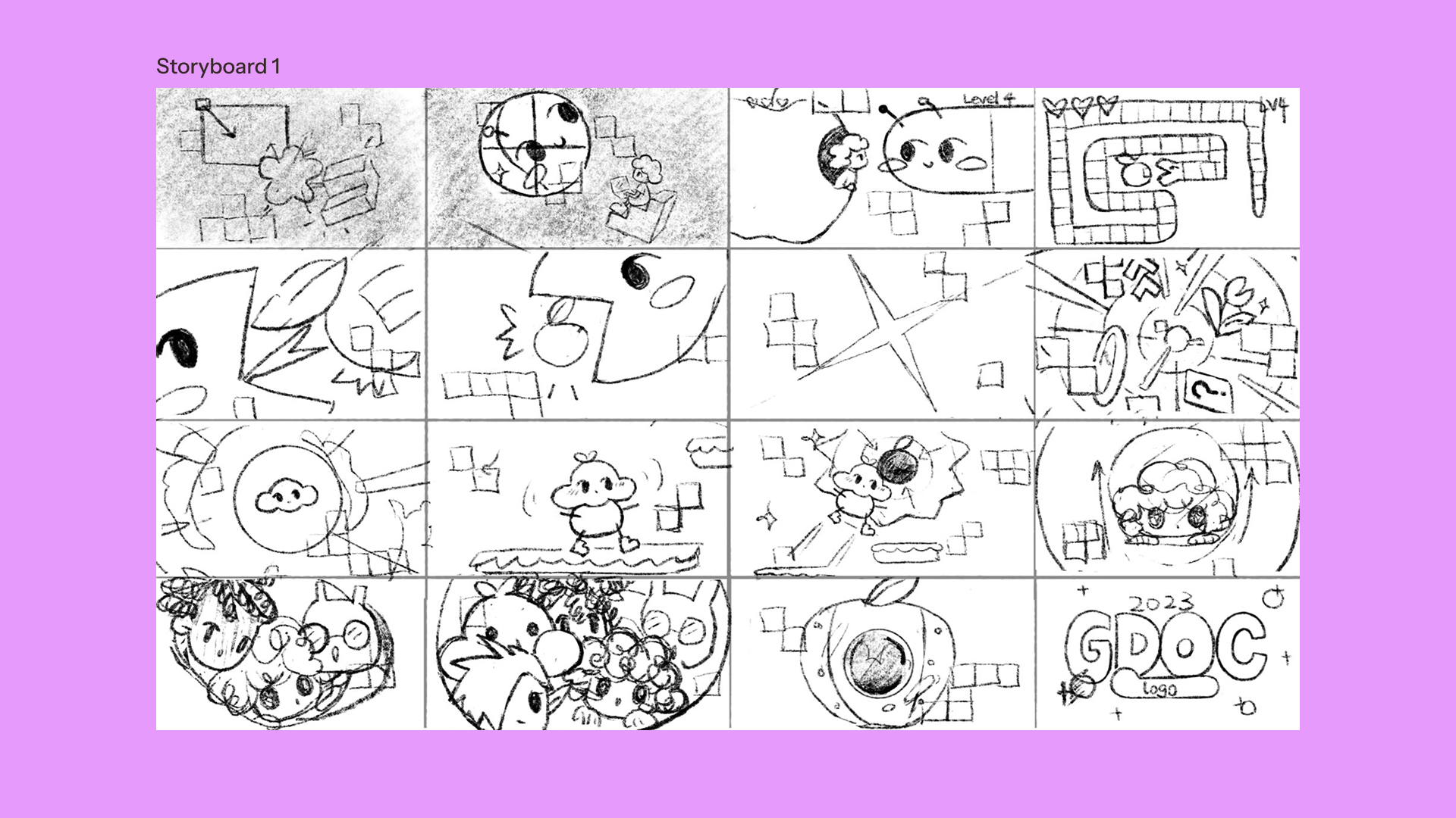 Storyboard 1: classic games like Snake and Super Mario Bros.